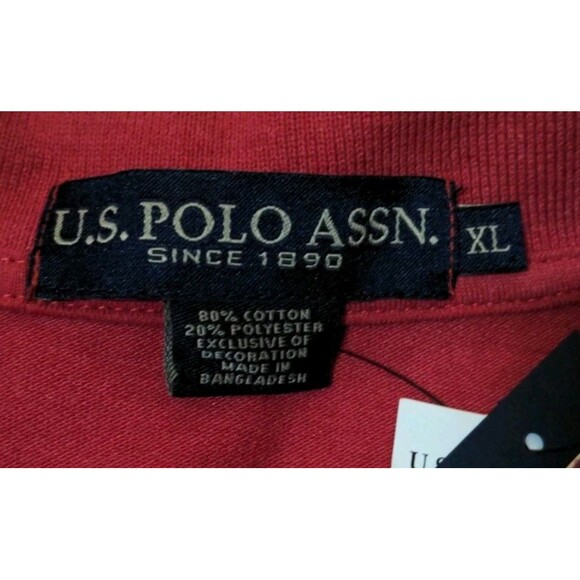 Brand New US Polo Assn Polo Men's Sz XL Short Sleeve Shirt Red Cotton Blend NWT - Picture 6 of 9
